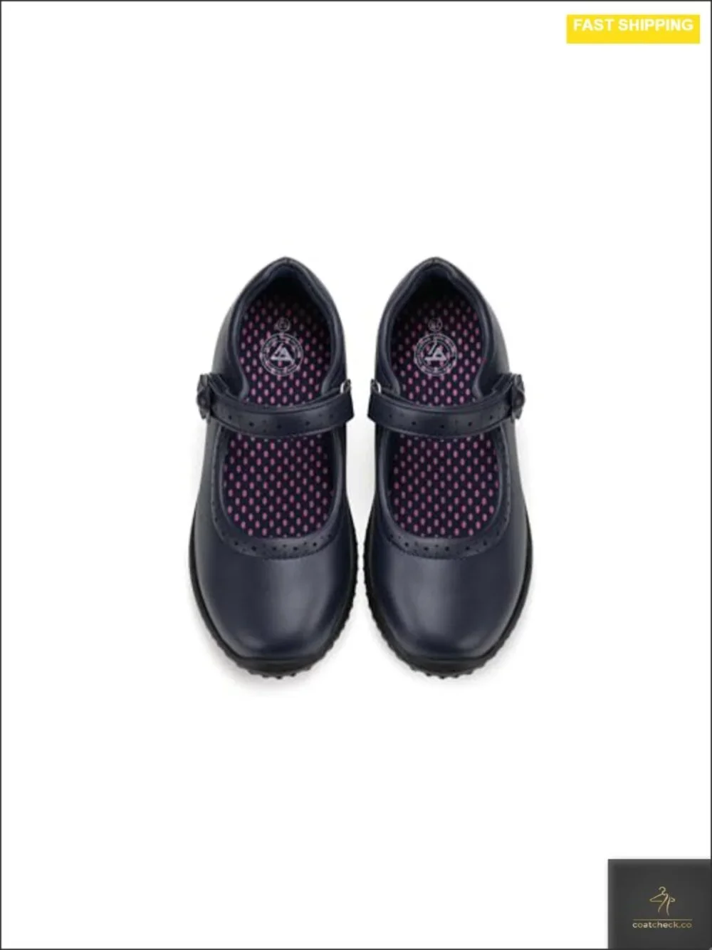 Girls Mary Jane School Uniform Shoes - Lightweight Hook & Loop, Non-Marking
